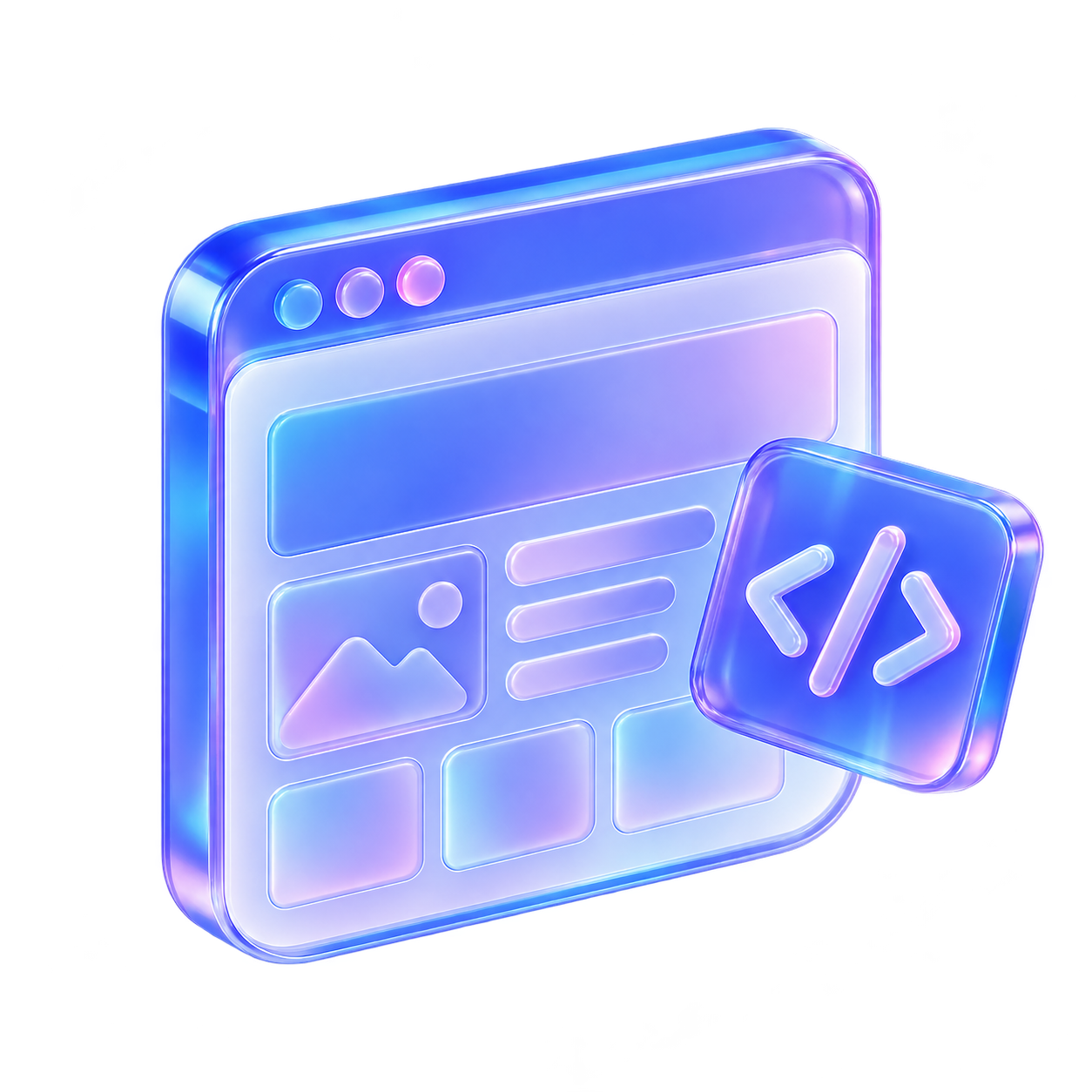 Ilustrasi browser kaca 3D GenZi Build